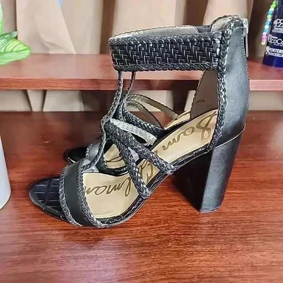 Sam Edelman Women's Yordana Sandal Size 9 Block Heel Ankle Strap Black Leather - Picture 5 of 7